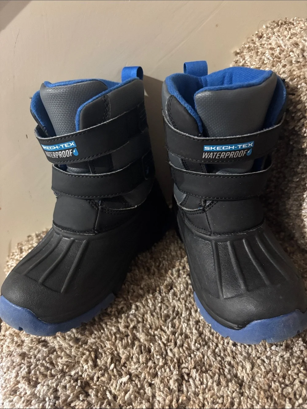 Skechers Black and Blue Kids Waterproof Snow Boots